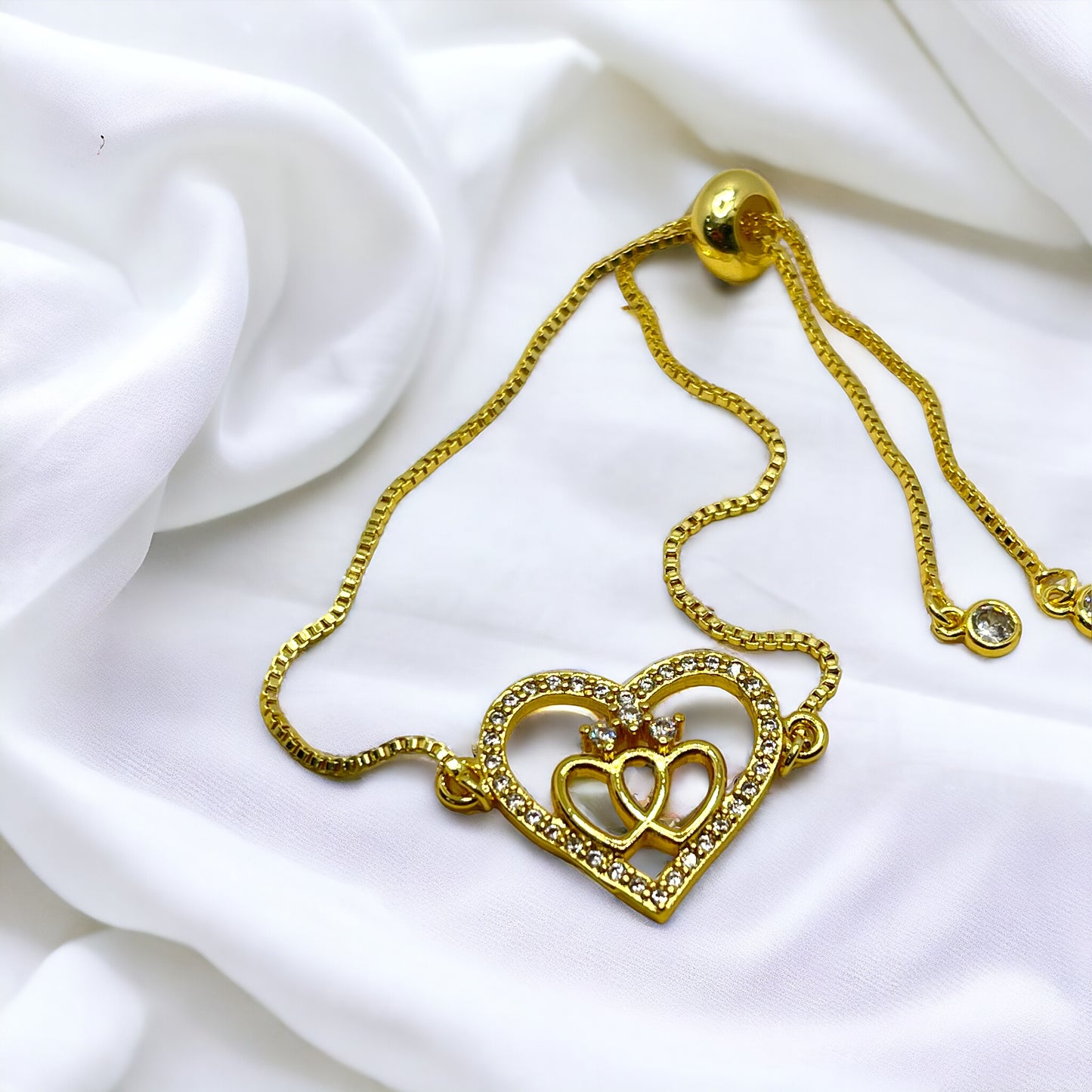Heart crown adjustable bracelet