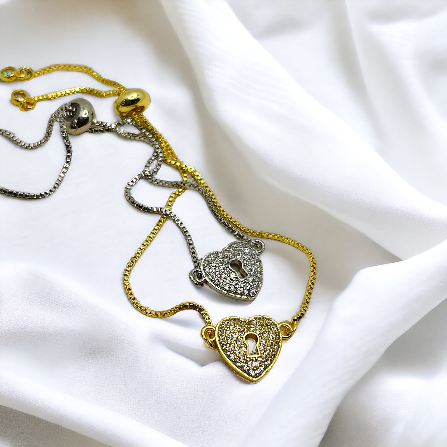 Heart lock adjustable bracelet
