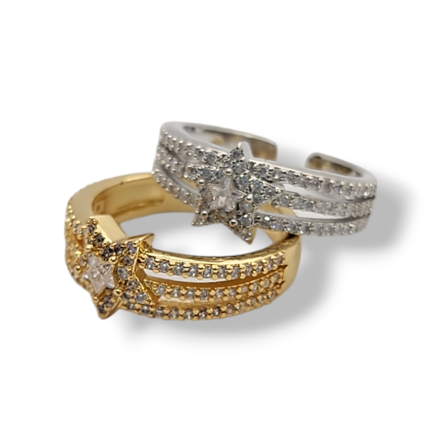 Star sparkly zirconia adjustable Ring
