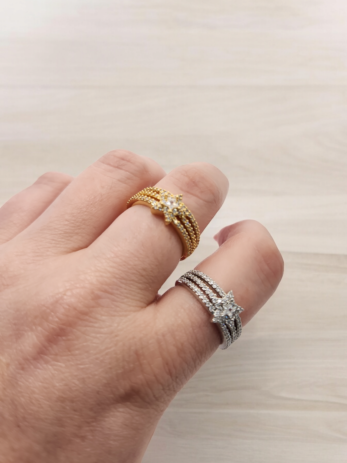 Star sparkly zirconia adjustable Ring