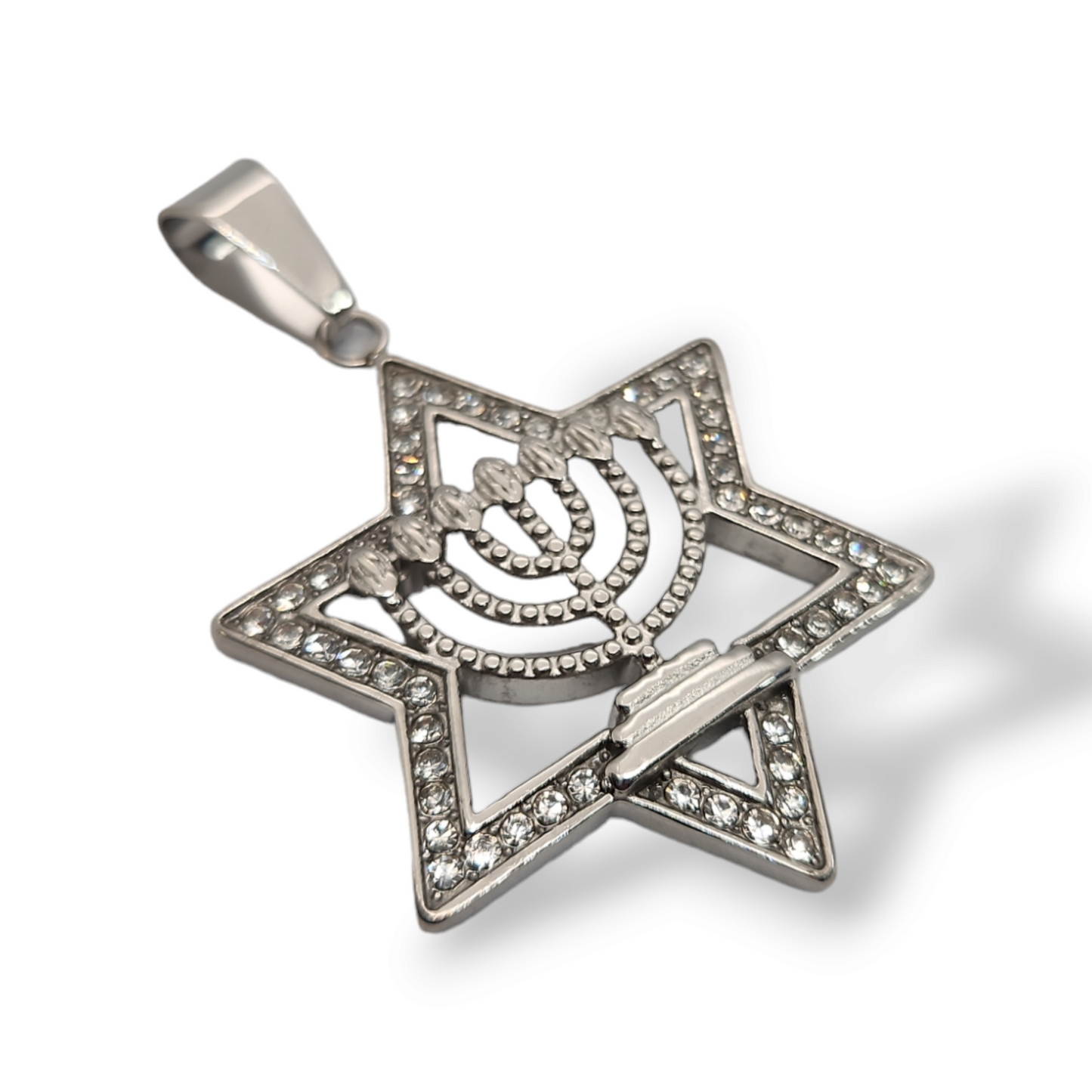 Menorah star david pendant stainless steel