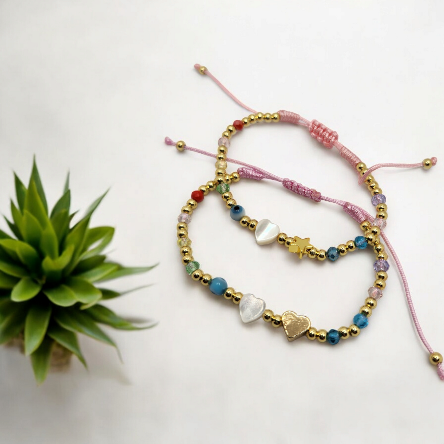 Shell heart eye seabeads multicolor string
