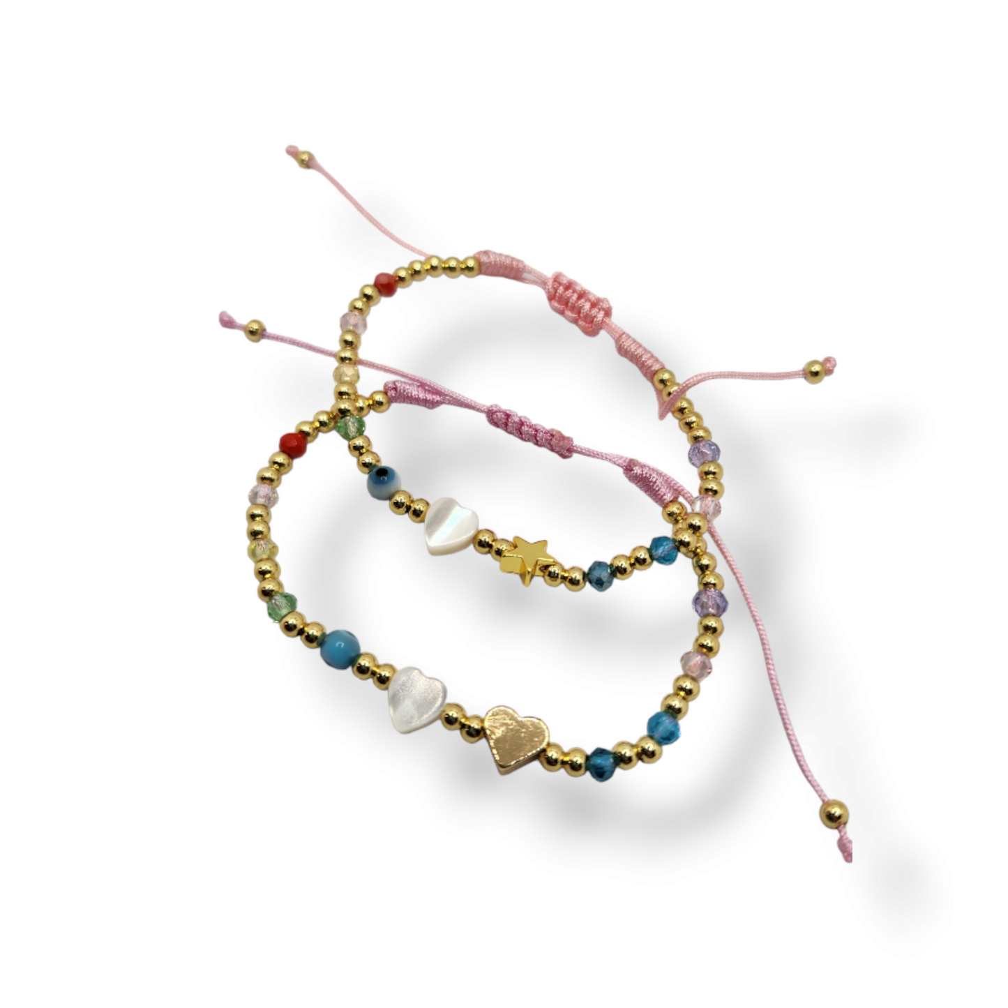 Shell heart eye seabeads multicolor string