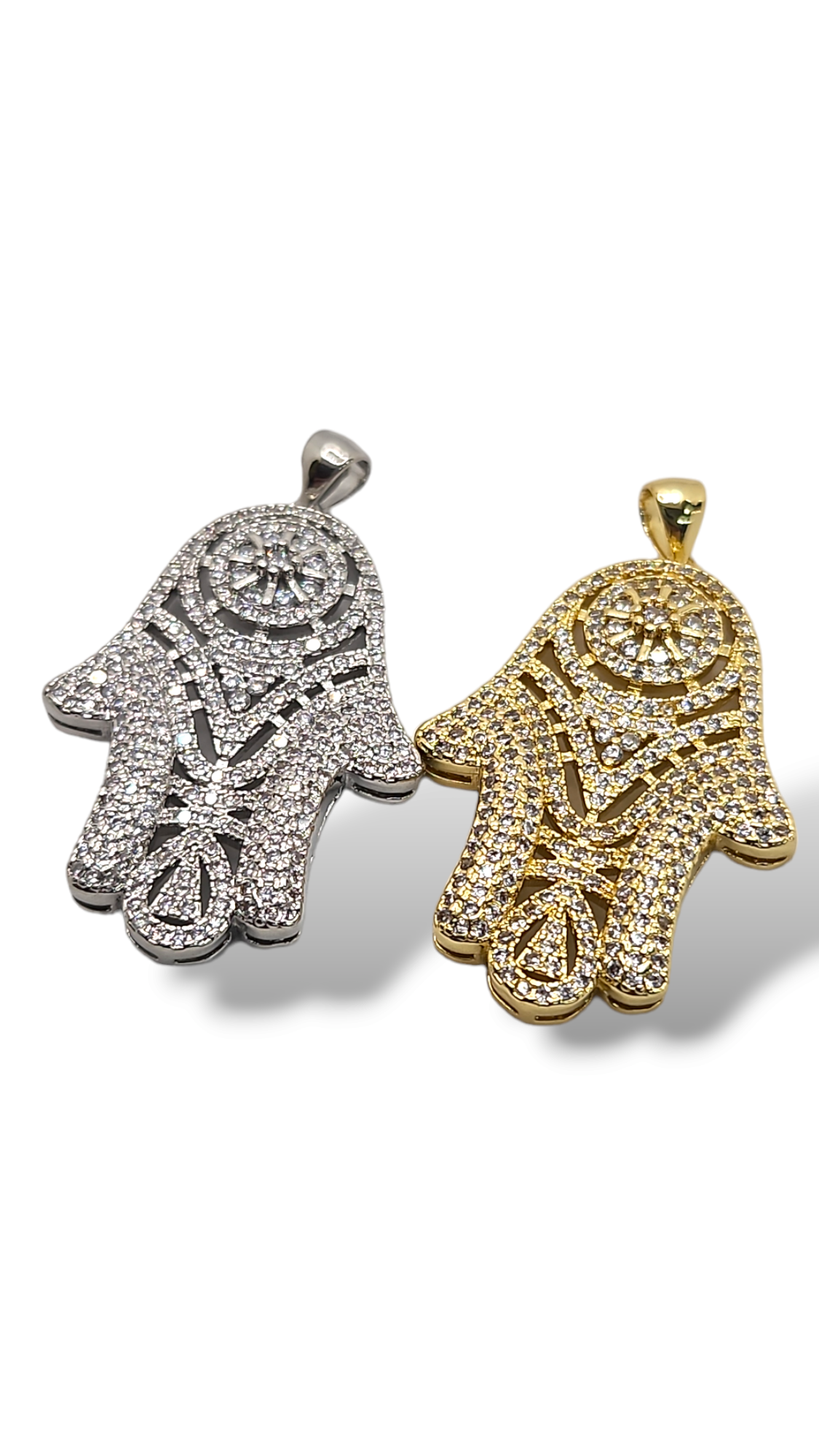 hamsa full Zirconia Stainless Steel Pendant