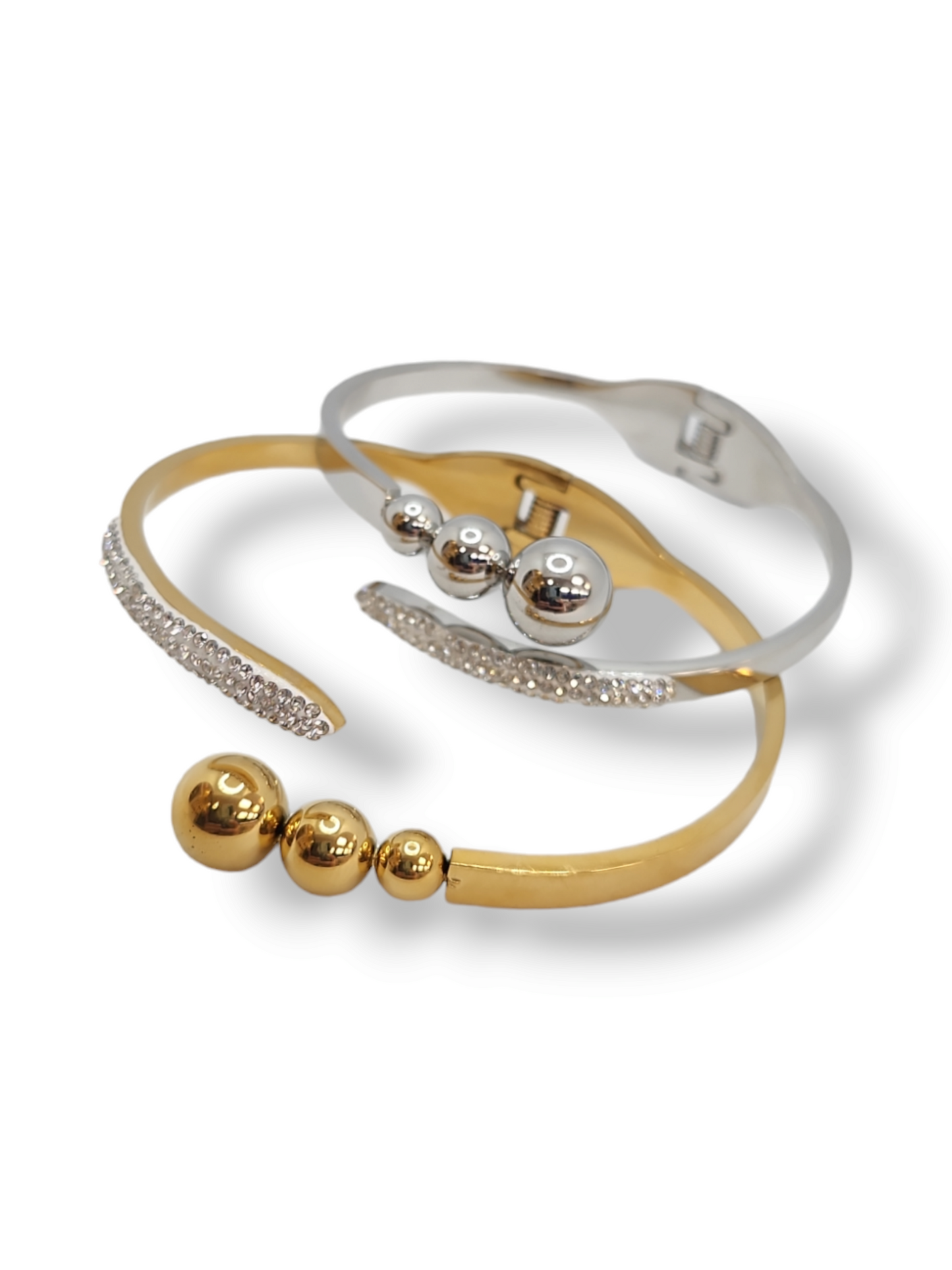 Ball pave bangle stainless steel