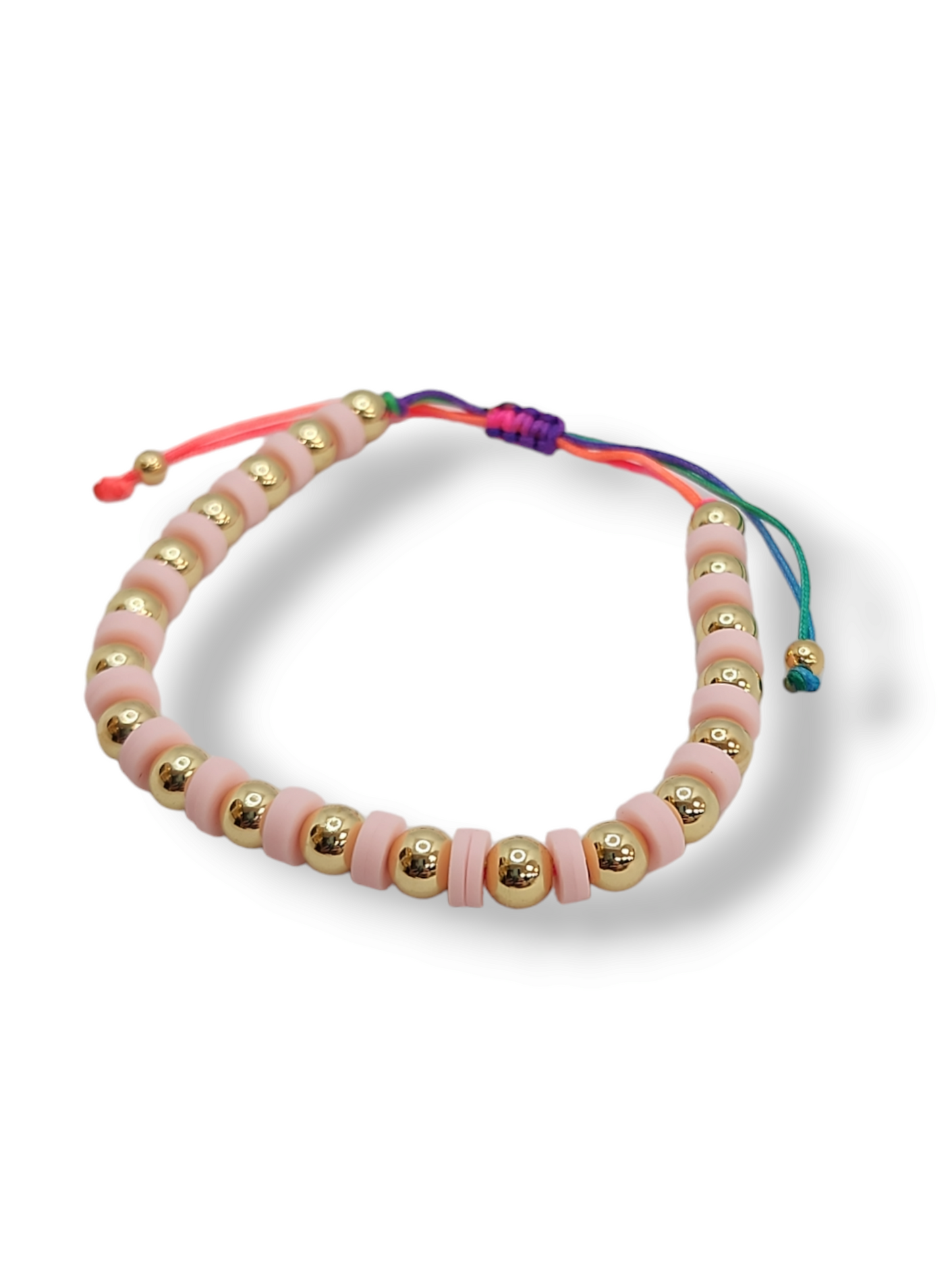 Pucca pink gold balls string bracelet