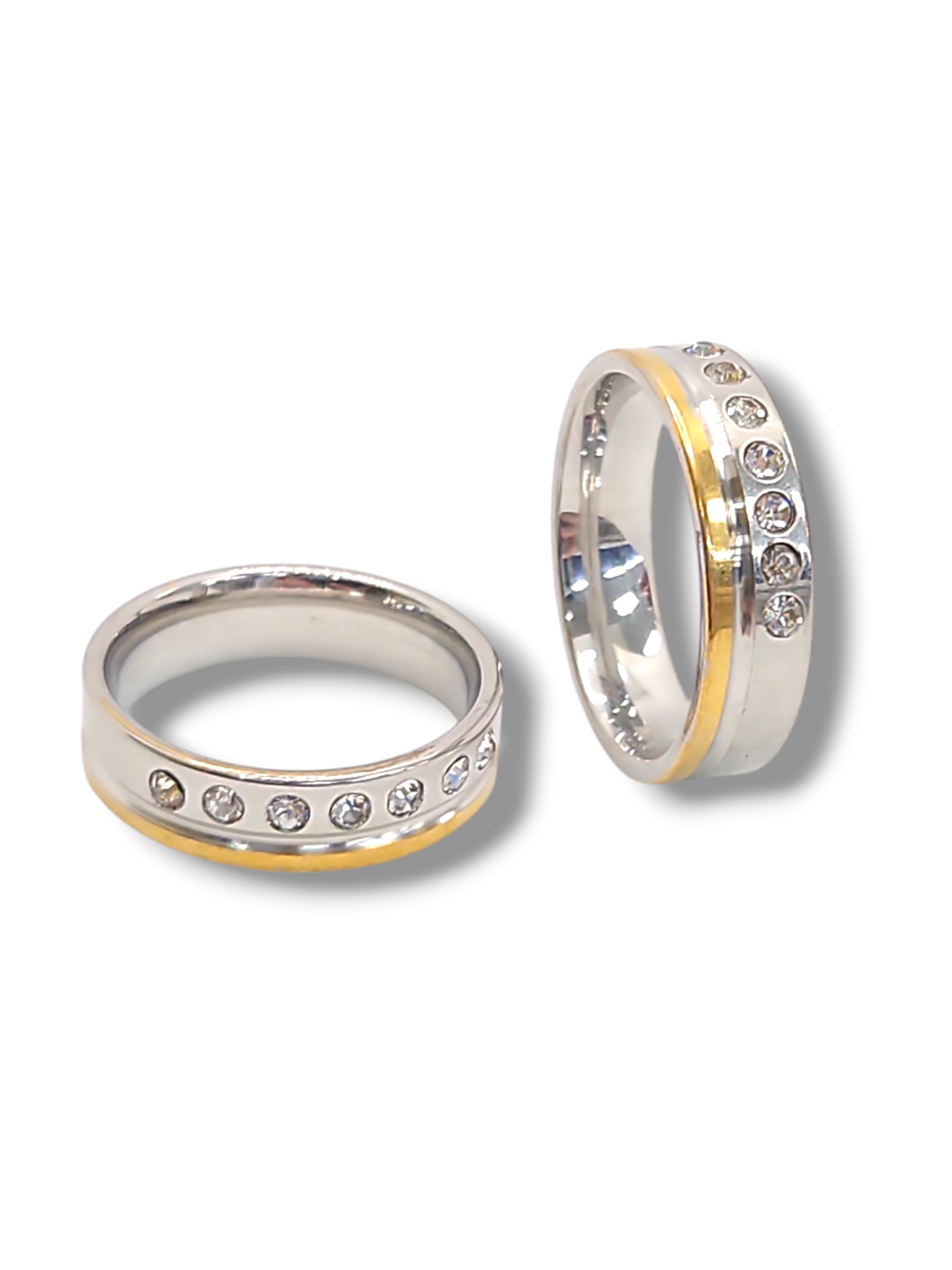 7 pave Stainless steel ring band shape