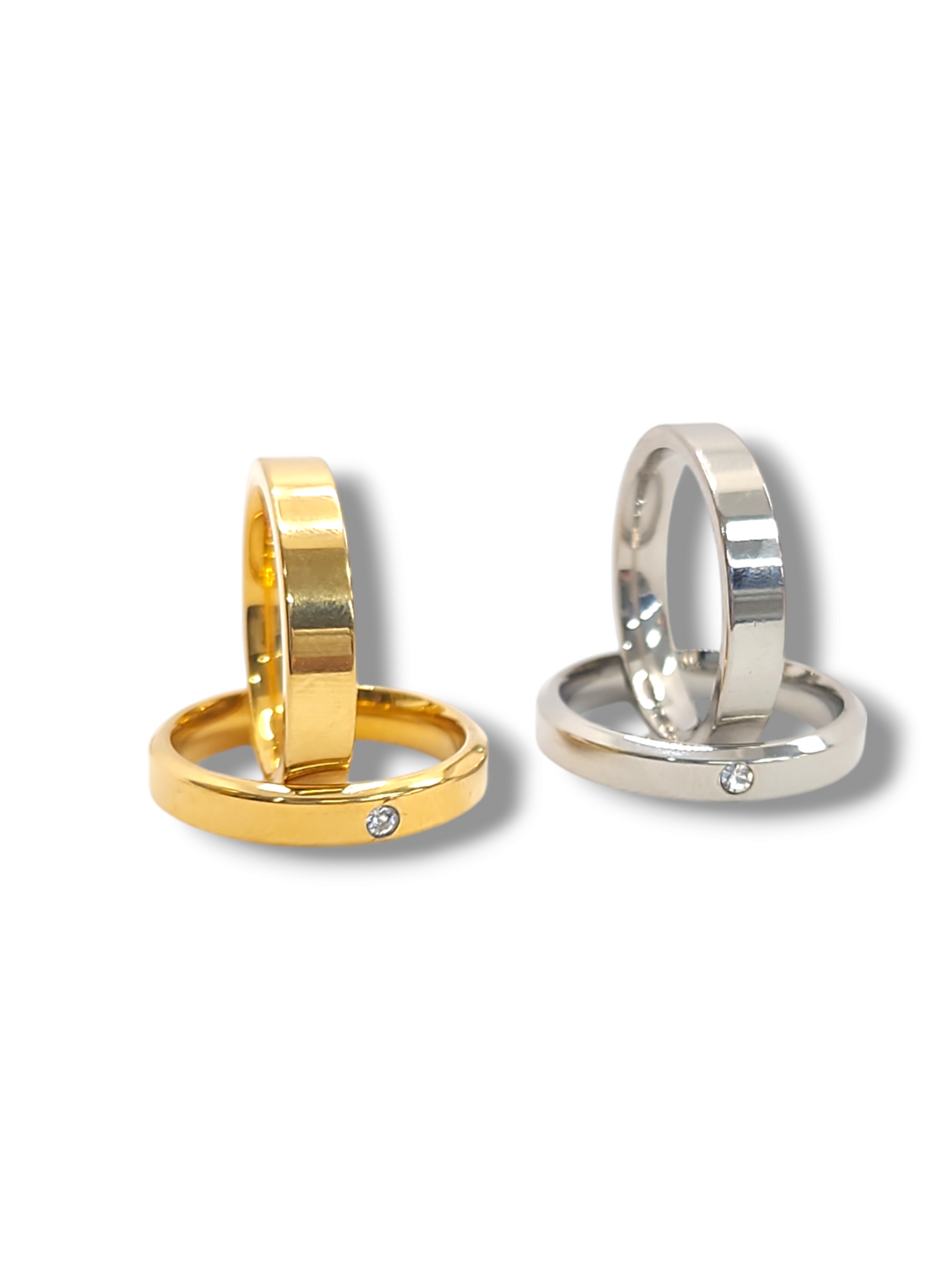 Set Wedding band cubic zirconia Stainless steel 2mm