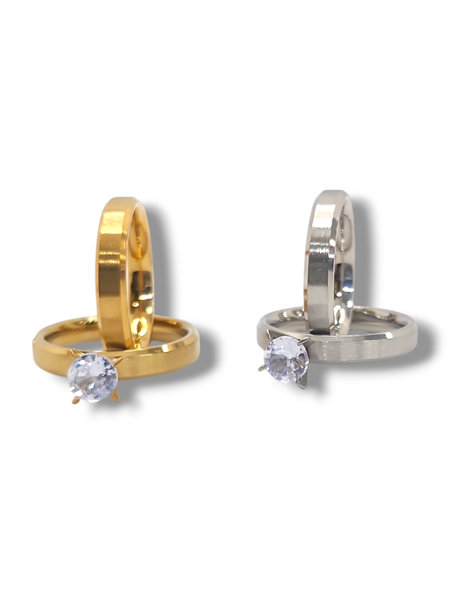 Wedding band cubic zirconia shape Stainless steel 2mm