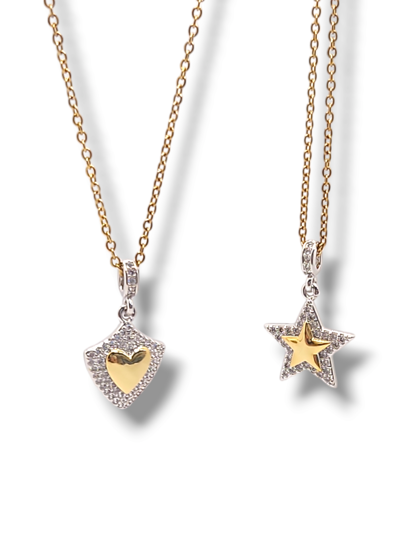 Full cubic zirconia two tons 18" stainless steel