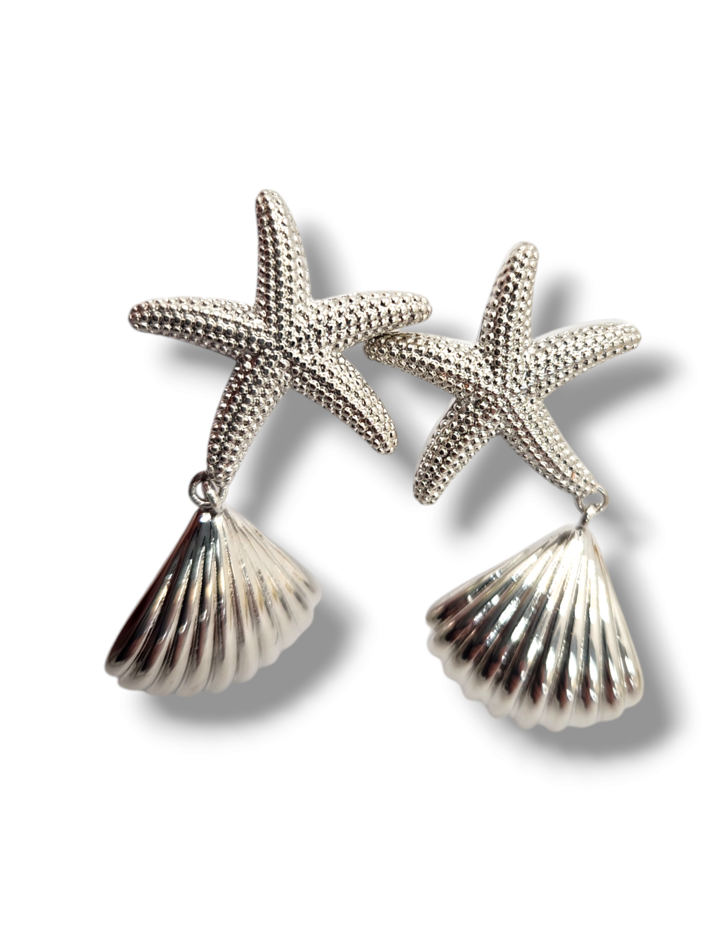 Sea shell with starfish earring stainless steel