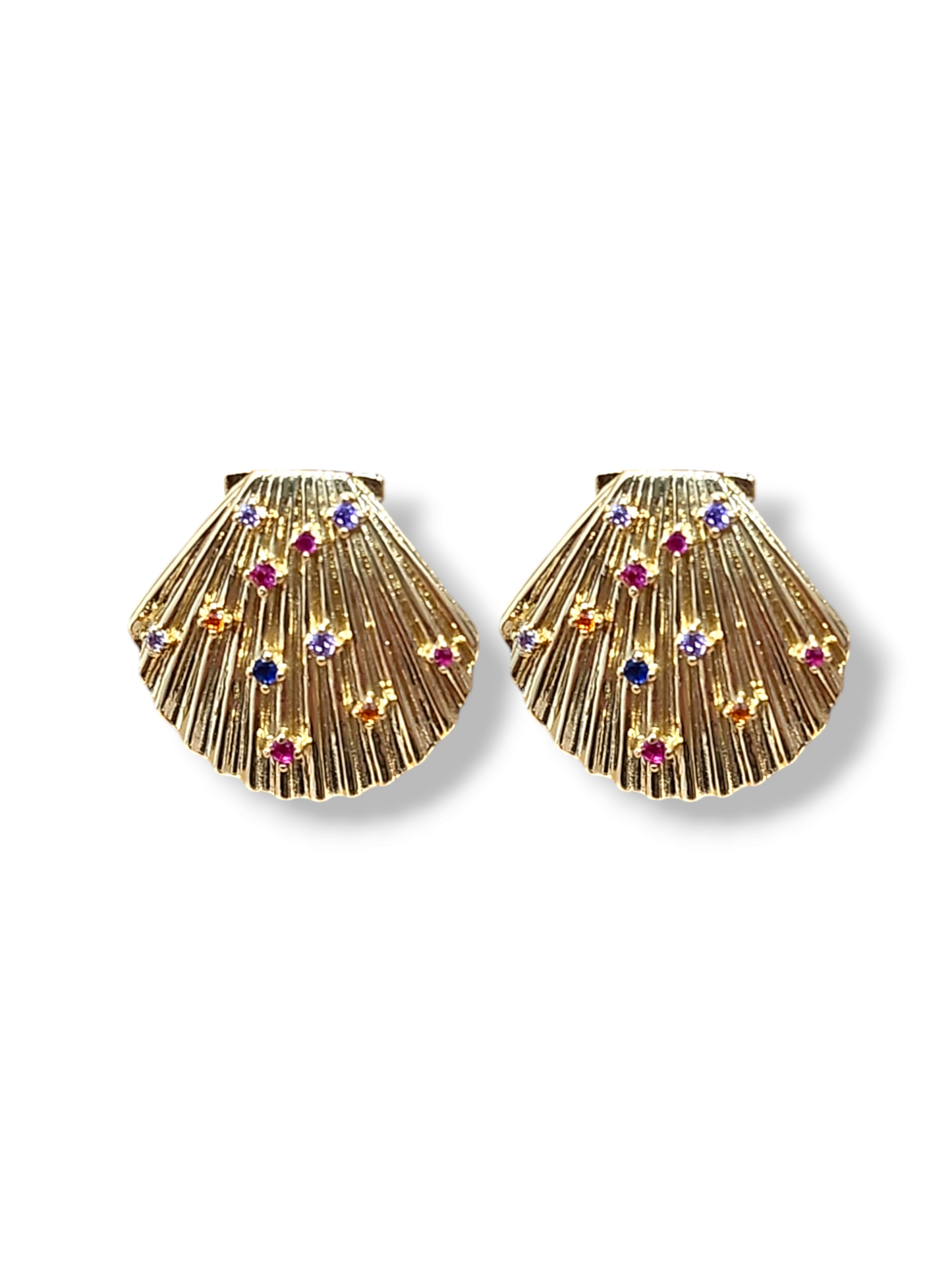 shell with zirconia multicolor sparkles stainless steel