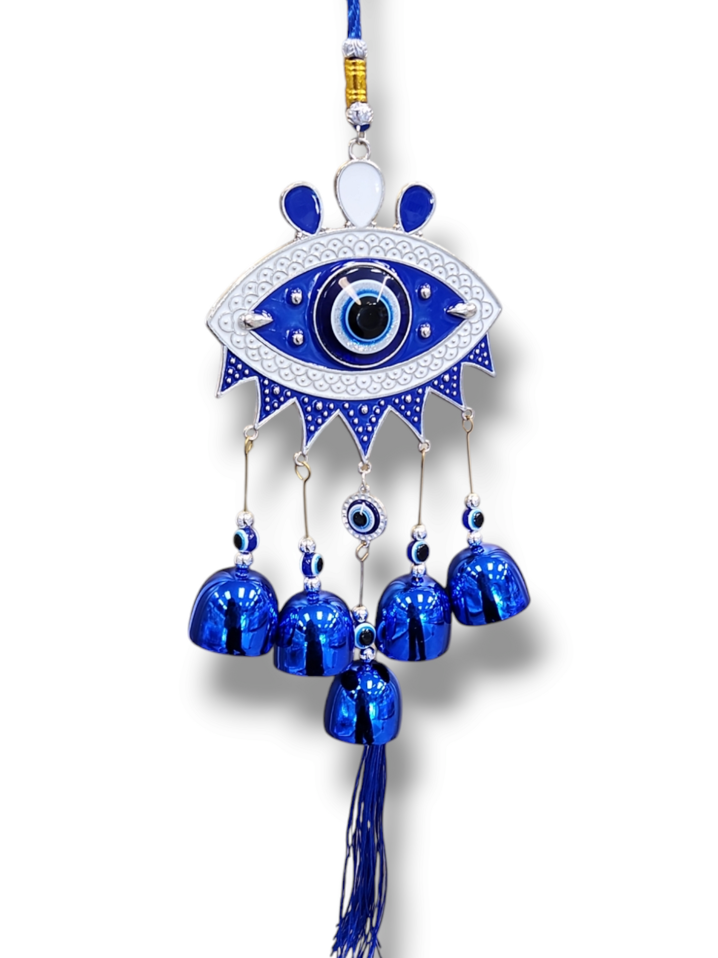 Turkish enamel evil eye bells keychain door stainless steel
