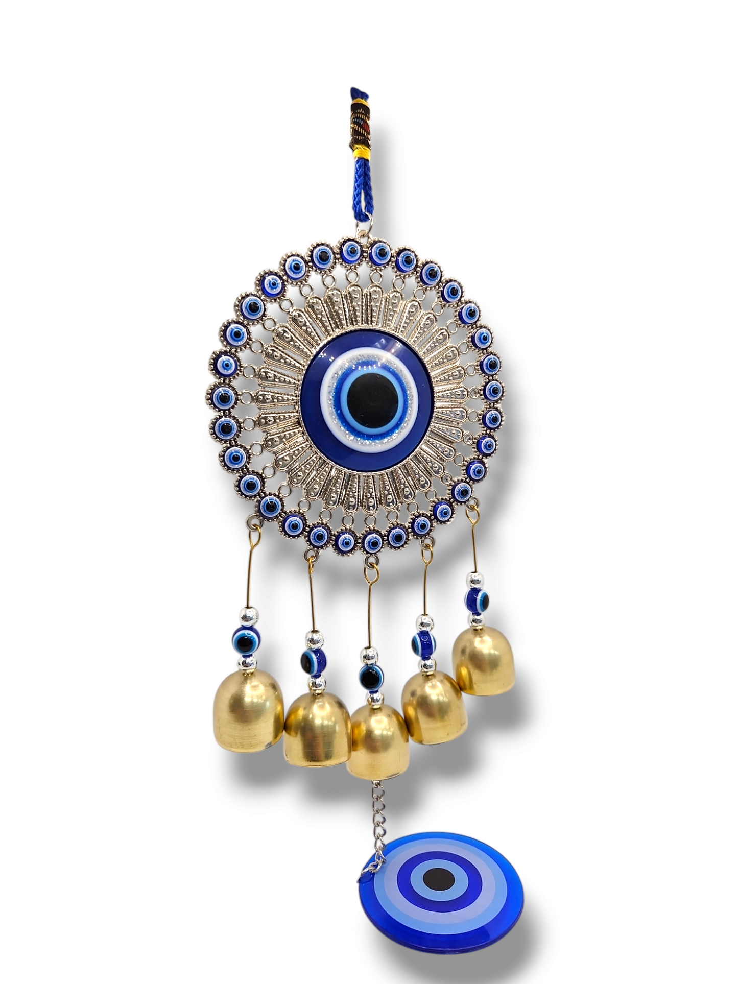Round evil eye bells keychain door stainless steel