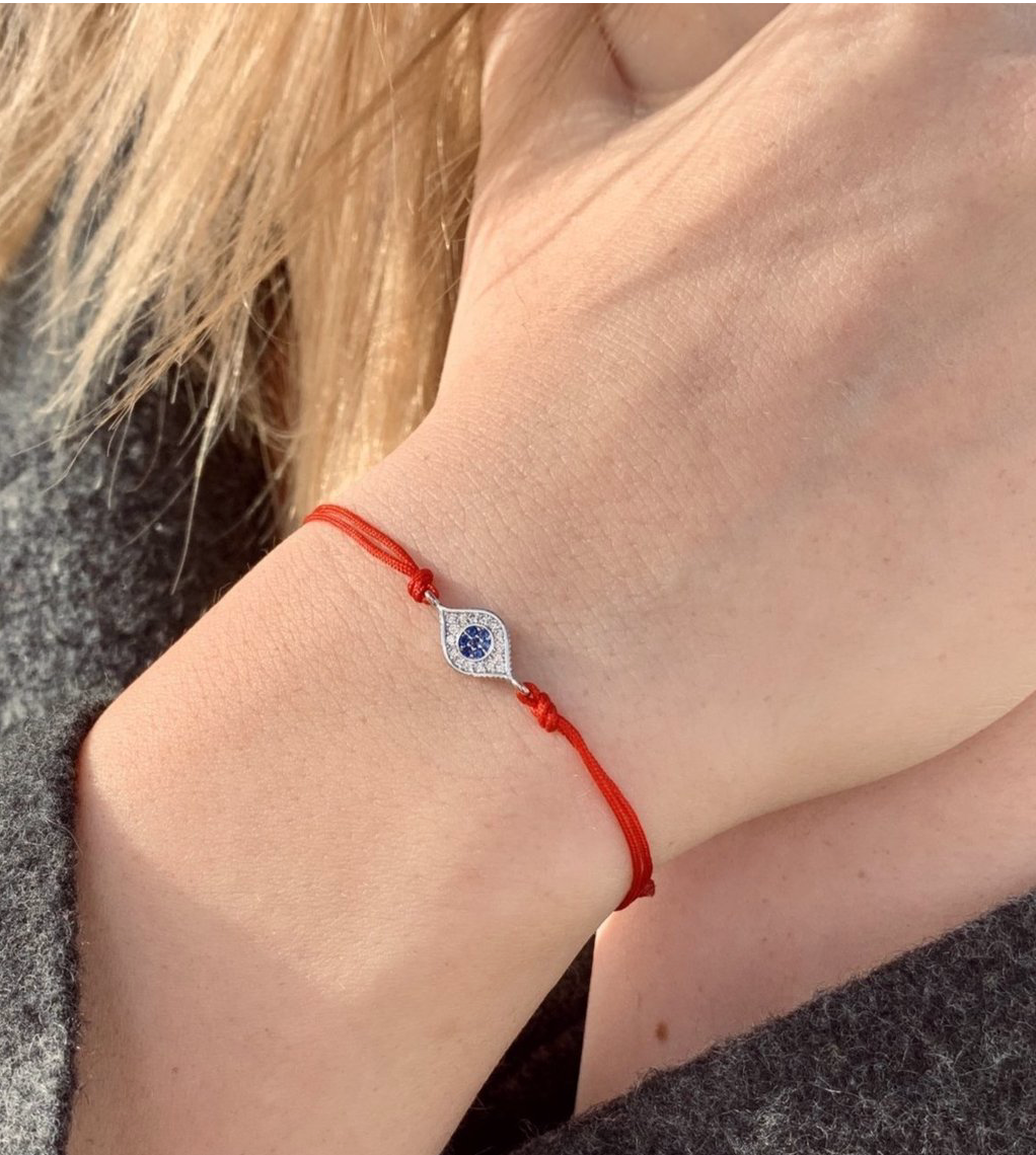 18k GP Turkish EVIL EYE RED STRING