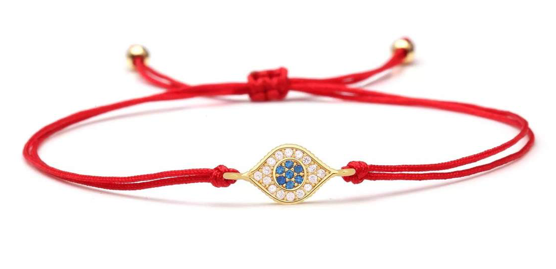 18k GP Turkish EVIL EYE RED STRING