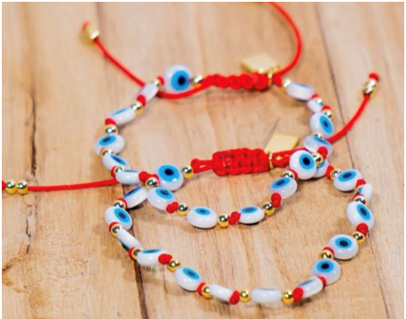 Shell multi eyes round protection red string