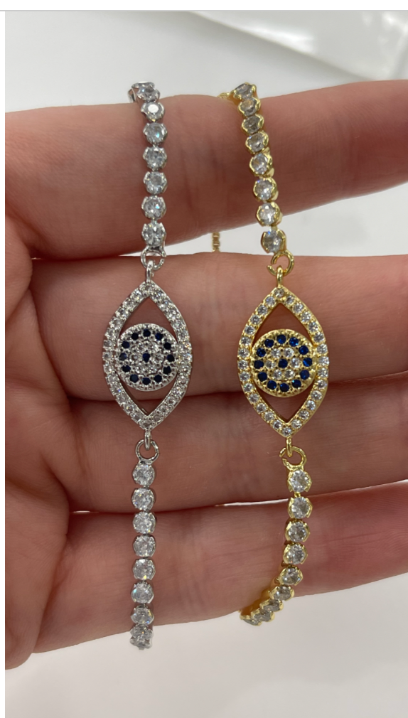 Turkish eye inside with zirconia adjustable bracelet