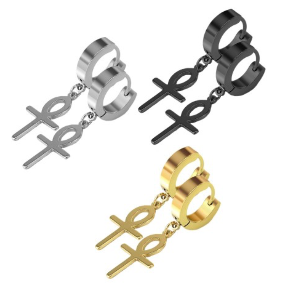 HUGGIES EARRINGS EGIPTIAN CROSS