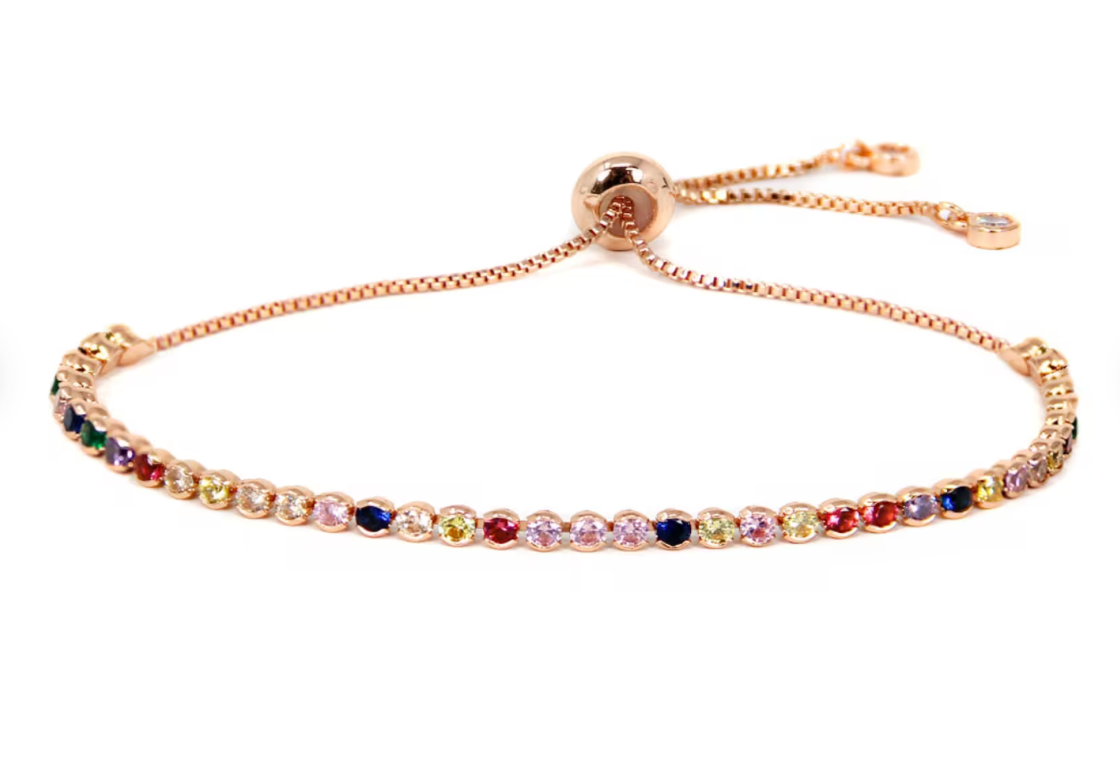 Multicolor Tennis bracelet stone adjustable 2mm / 4mm