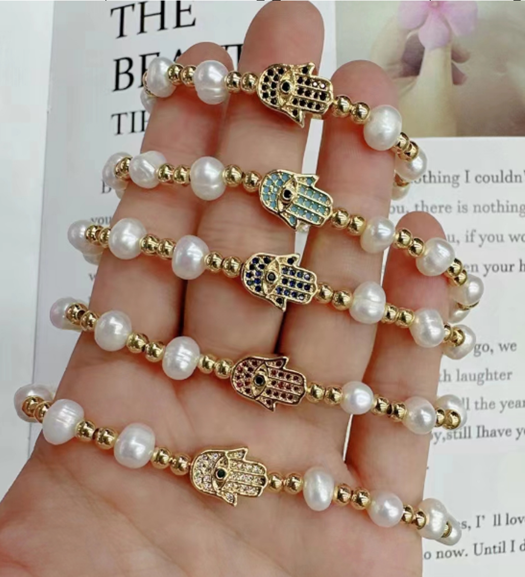 Hamsa Perls adjustable bracelet