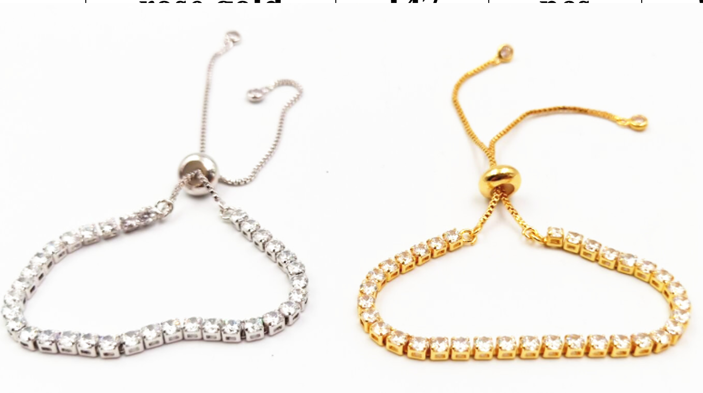 Tennis bracelet stone adjustable 2mm / 4mm