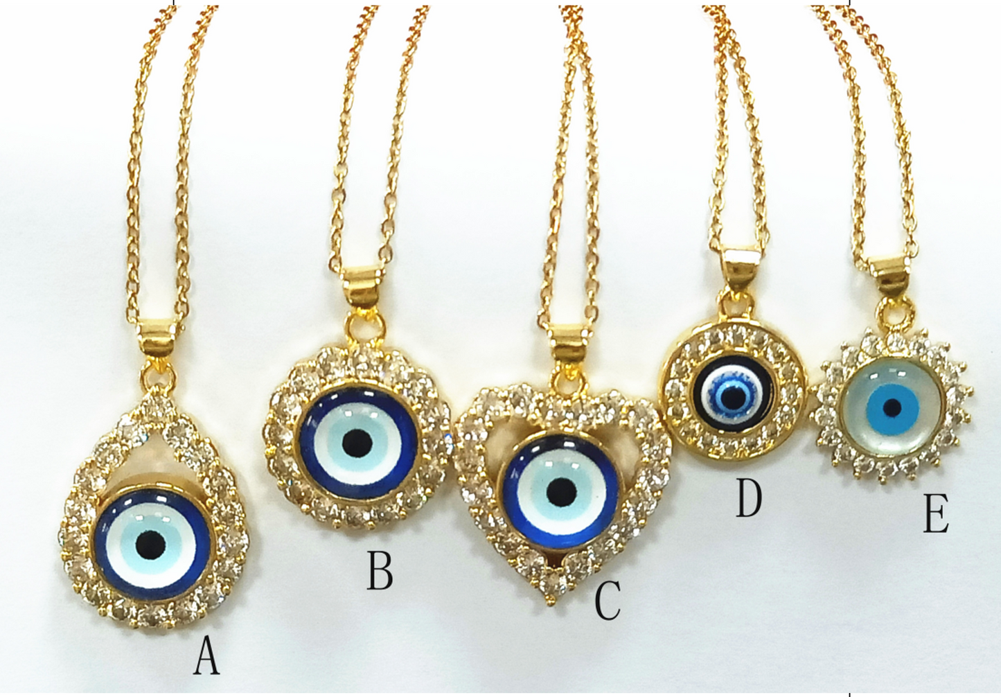 Evil eye glass necklaces stainless steel 18"