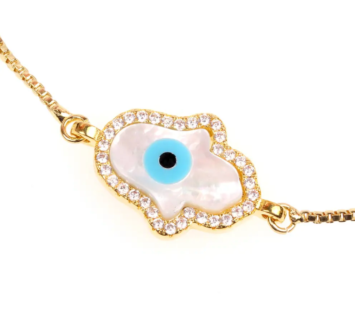 Hamsa shell adjustable 18k gold plated