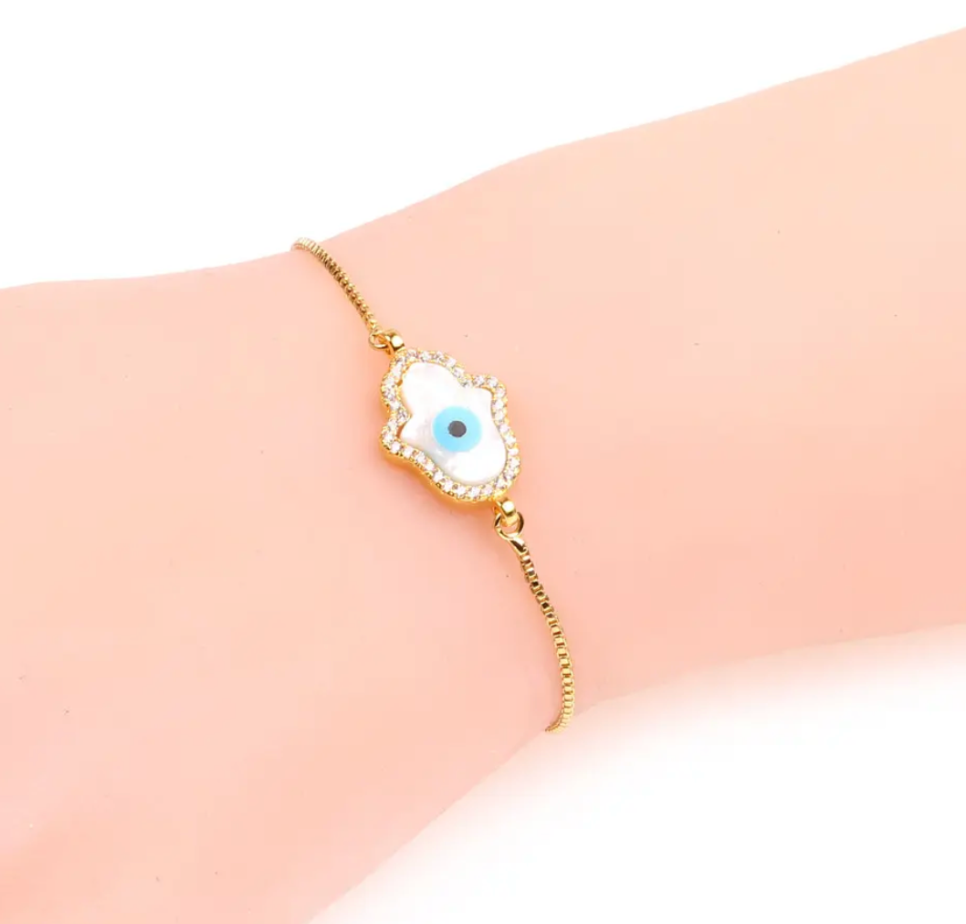 Hamsa shell adjustable 18k gold plated