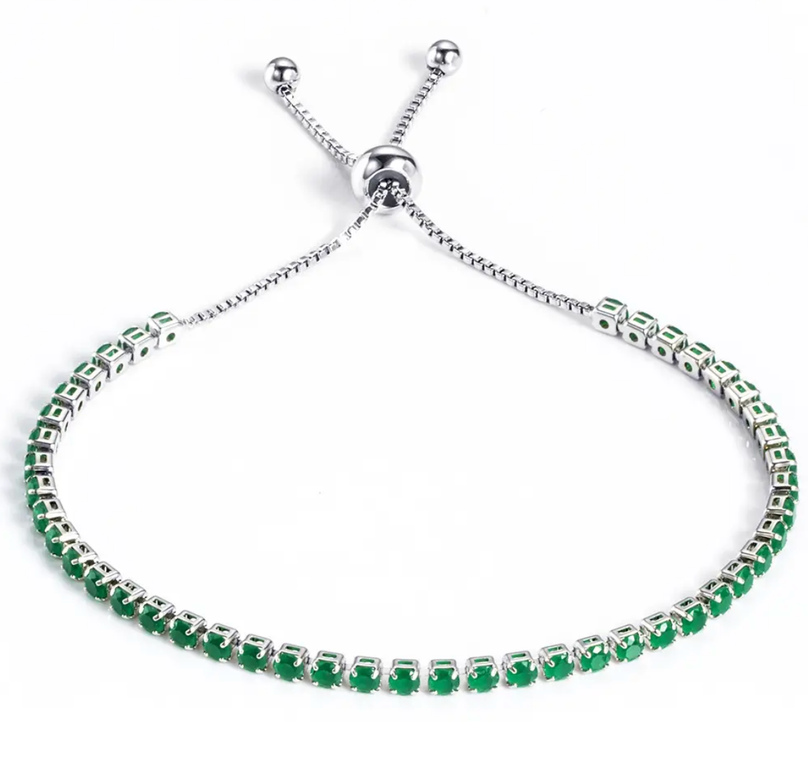 TENNIS BRACELET GREEN 4MM and 2MM (Copy)