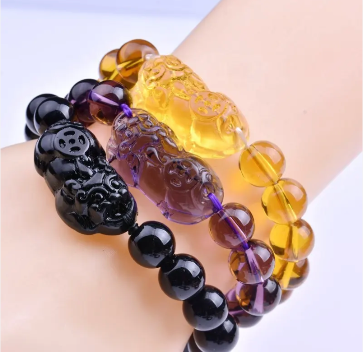 Jade Dragon Pixiu Citrine Bracelet beads 10mm