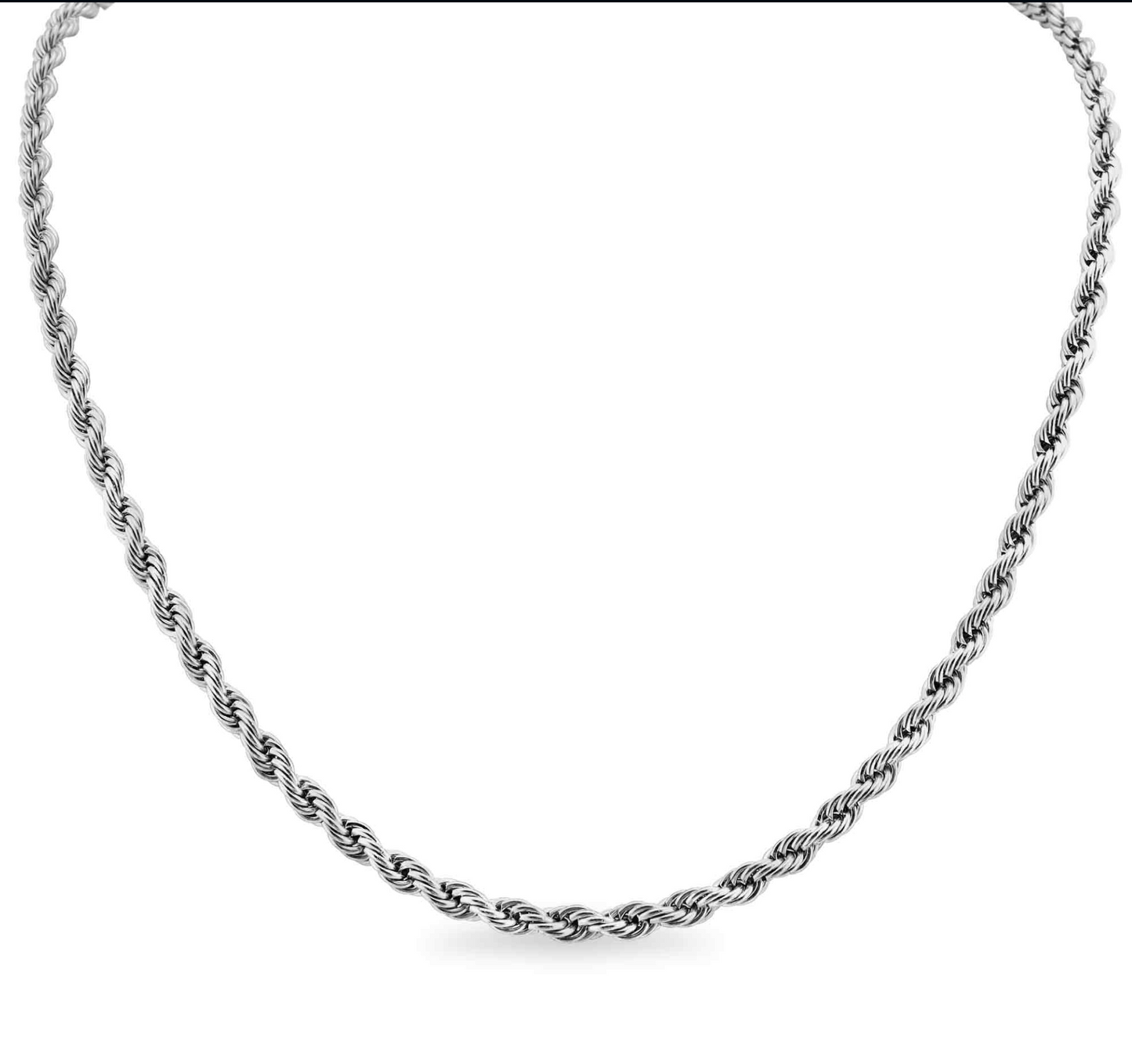 Rope chain -Silver Stainless Steel 2mm -3mm-4mm-5mm-6mm
