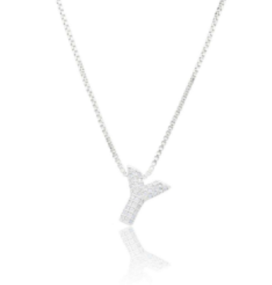 Ice Jumbo Initial 2" micro pave- full cubic zirconia 18" necklaces stainless steel (Copy)
