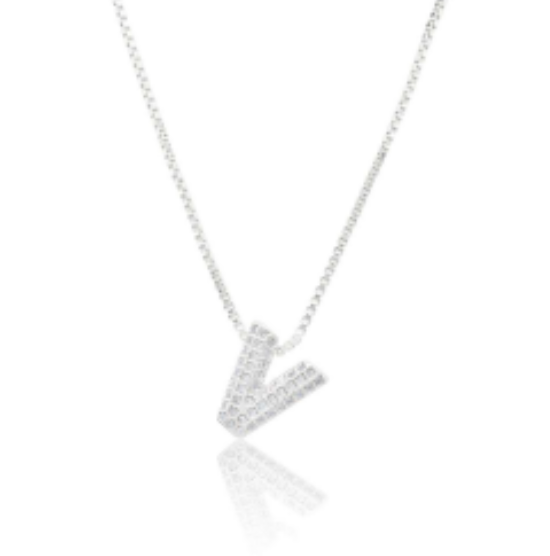Ice Jumbo Initial 2" micro pave- full cubic zirconia 18" necklaces stainless steel (Copy)