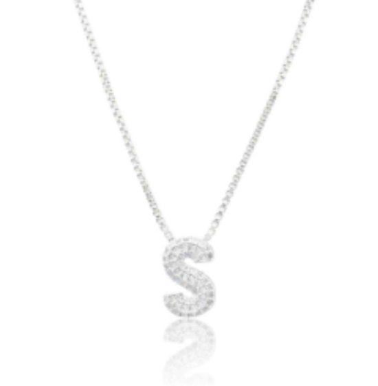 Ice Jumbo Initial 2" micro pave- full cubic zirconia 18" necklaces stainless steel (Copy)