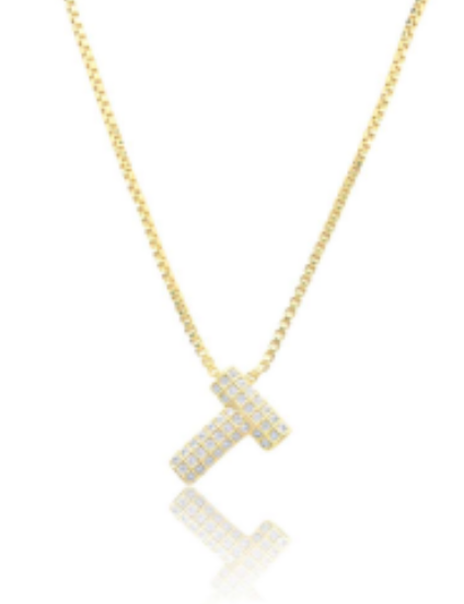Ice Jumbo Initial 2" micro pave- full cubic zirconia 18" necklaces stainless steel (Copy)