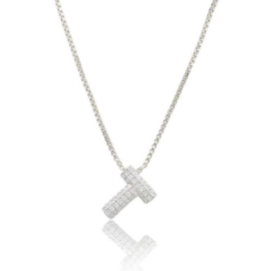 Ice Jumbo Initial 2" micro pave- full cubic zirconia 18" necklaces stainless steel (Copy)