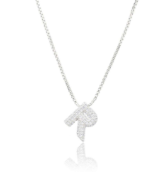 Ice Jumbo Initial 2" micro pave- full cubic zirconia 18" necklaces stainless steel (Copy)
