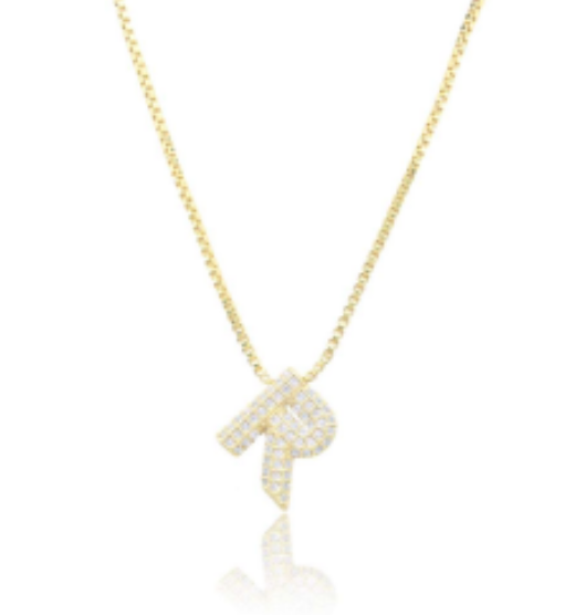Ice Jumbo Initial 2" micro pave- full cubic zirconia 18" necklaces stainless steel (Copy)