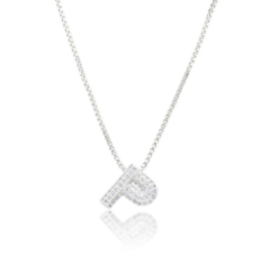 Ice Jumbo Initial 2" micro pave- full cubic zirconia 18" necklaces stainless steel (Copy)