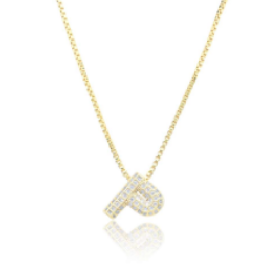 Ice Jumbo Initial 2" micro pave- full cubic zirconia 18" necklaces stainless steel (Copy)