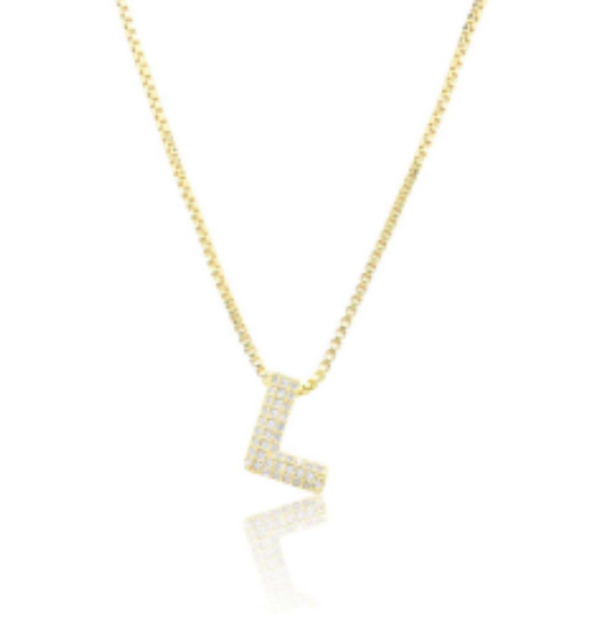 Ice Jumbo Initial 2" micro pave- full cubic zirconia 18" necklaces stainless steel (Copy)