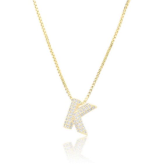 Ice Jumbo Initial 2" micro pave- full cubic zirconia 18" necklaces stainless steel (Copy)