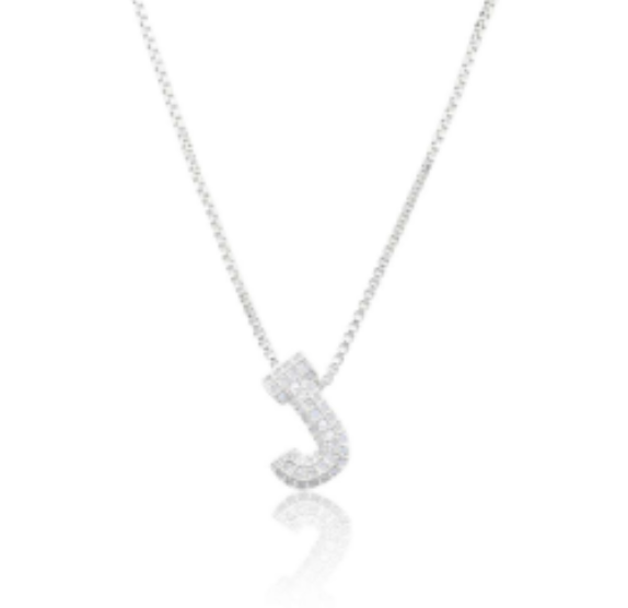 Ice Jumbo Initial 2" micro pave- full cubic zirconia 18" necklaces stainless steel (Copy)