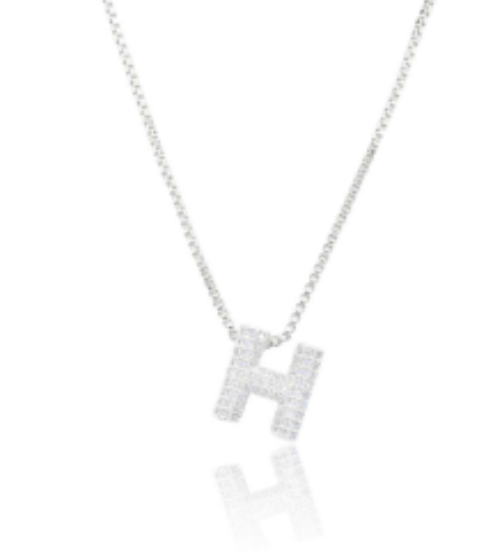Ice Jumbo Initial 2" micro pave- full cubic zirconia 18" necklaces stainless steel (Copy)