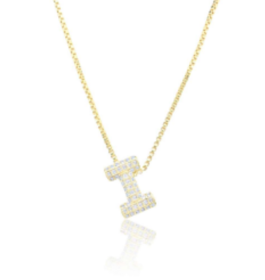 Ice Jumbo Initial 2" micro pave- full cubic zirconia 18" necklaces stainless steel (Copy)