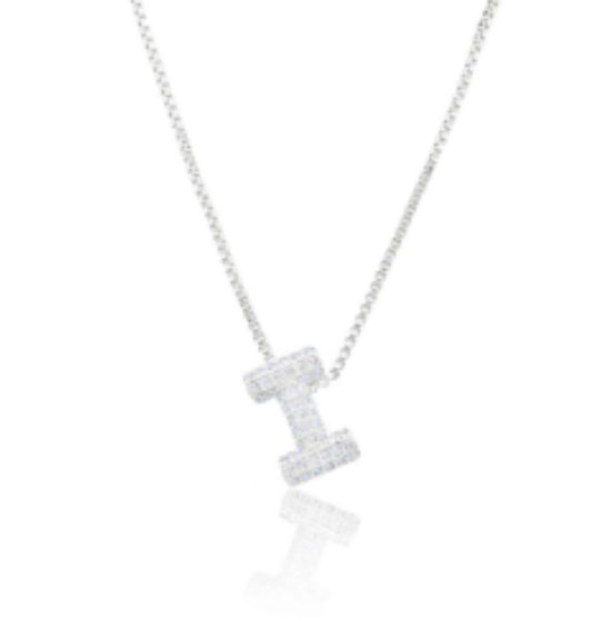 Ice Jumbo Initial 2" micro pave- full cubic zirconia 18" necklaces stainless steel (Copy)