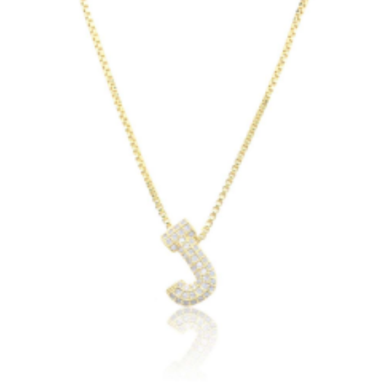 Ice Jumbo Initial 2" micro pave- full cubic zirconia 18" necklaces stainless steel (Copy)