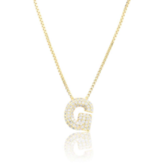 Ice Jumbo Initial 2" micro pave- full cubic zirconia 18" necklaces stainless steel (Copy)