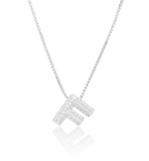 Ice Jumbo Initial 2" micro pave- full cubic zirconia 18" necklaces stainless steel (Copy)